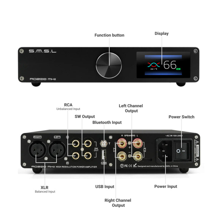 آمپلیفایر SMSL AO-200 mk2 طراحی کلاس D با راندمان بالا